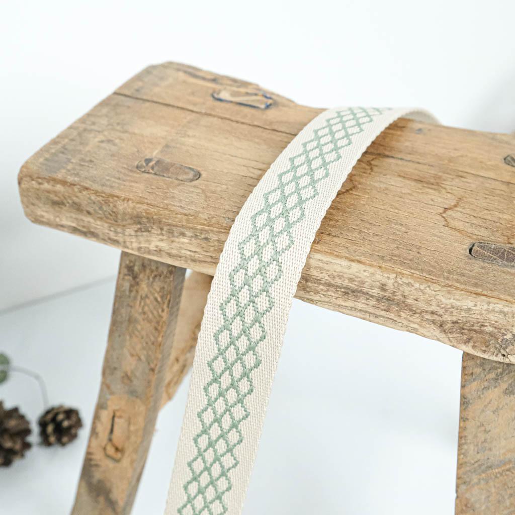 Green Diamond-Patterned Strap - Maison Klem